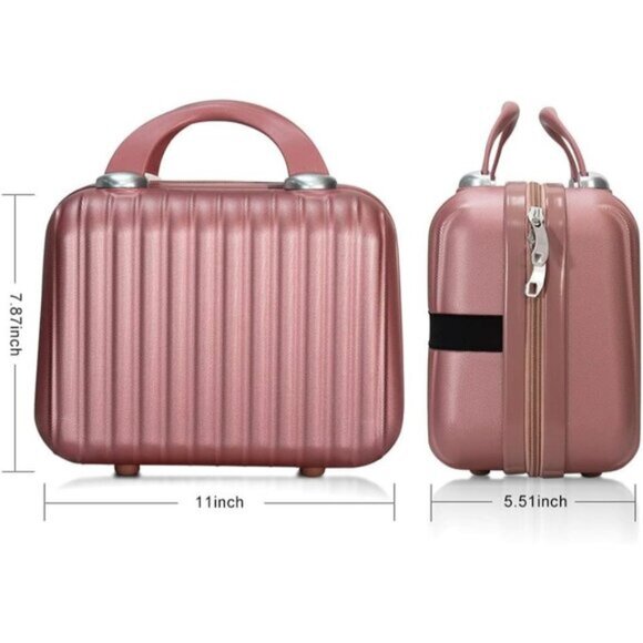 New 11In Hard Shell Makeup Travel Case, Portable Cosmetic Bag with Straps - Picture 4 of 8